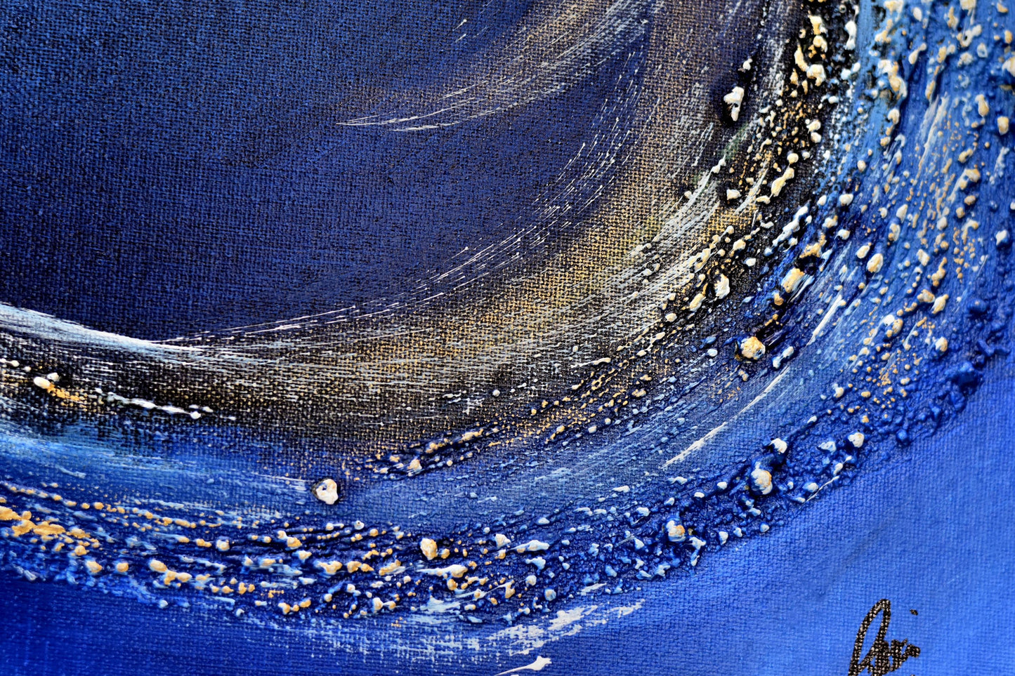 Blue Infinity – Abstract Infinity Symbol Painting with White Frame | 123 × 43 cm