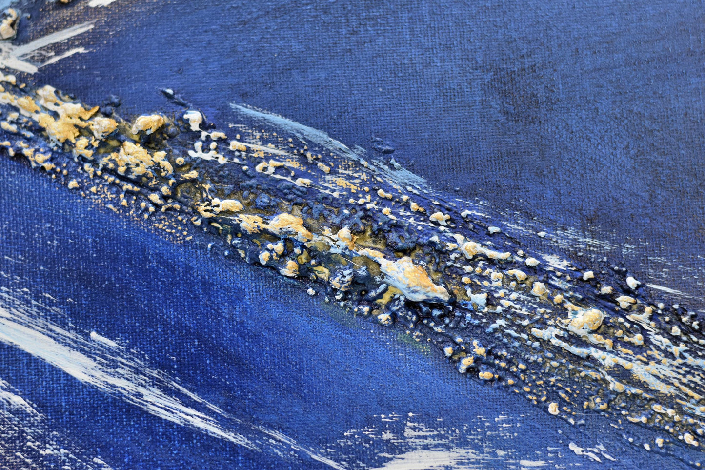 Blue Infinity – Abstract Infinity Symbol Painting with White Frame | 123 × 43 cm