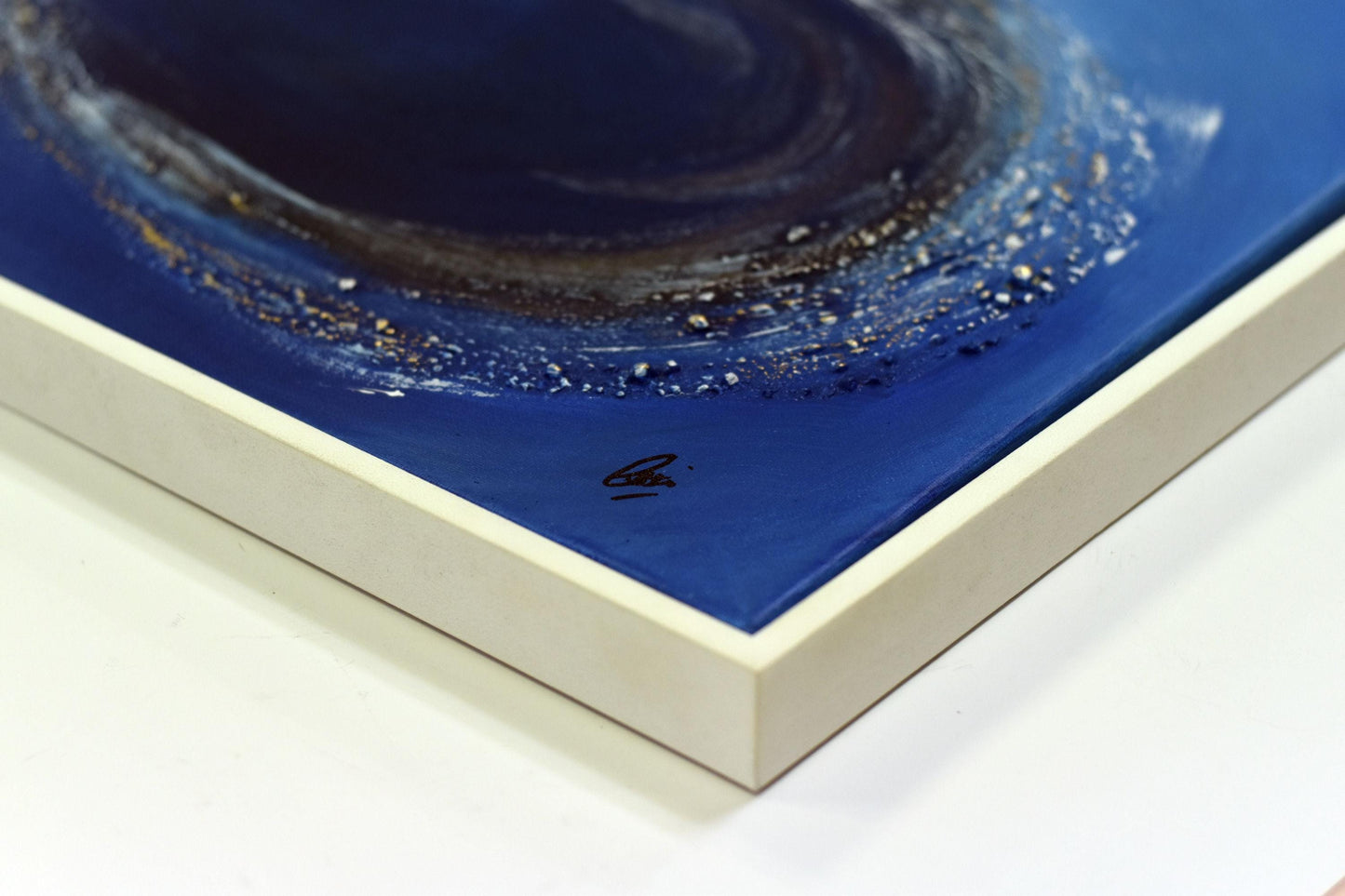 Blue Infinity – Abstract Infinity Symbol Painting with White Frame | 123 × 43 cm
