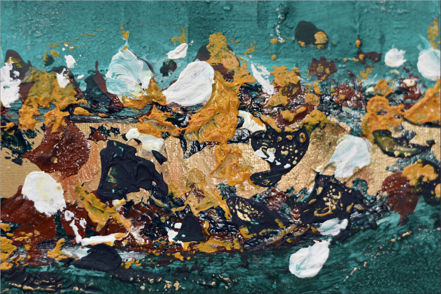 Abstract Drips – Textured Horizontal Acrylic Painting | 123 x 43 cm | Edelgard Schroer