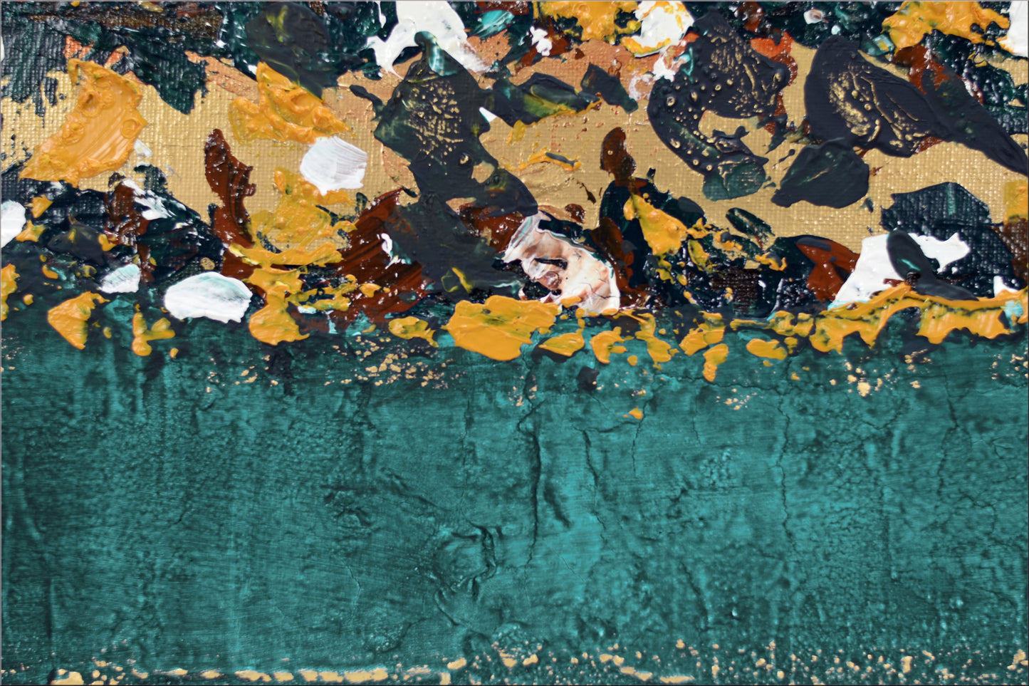Abstract Drips – Textured Horizontal Acrylic Painting | 123 x 43 cm | Edelgard Schroer