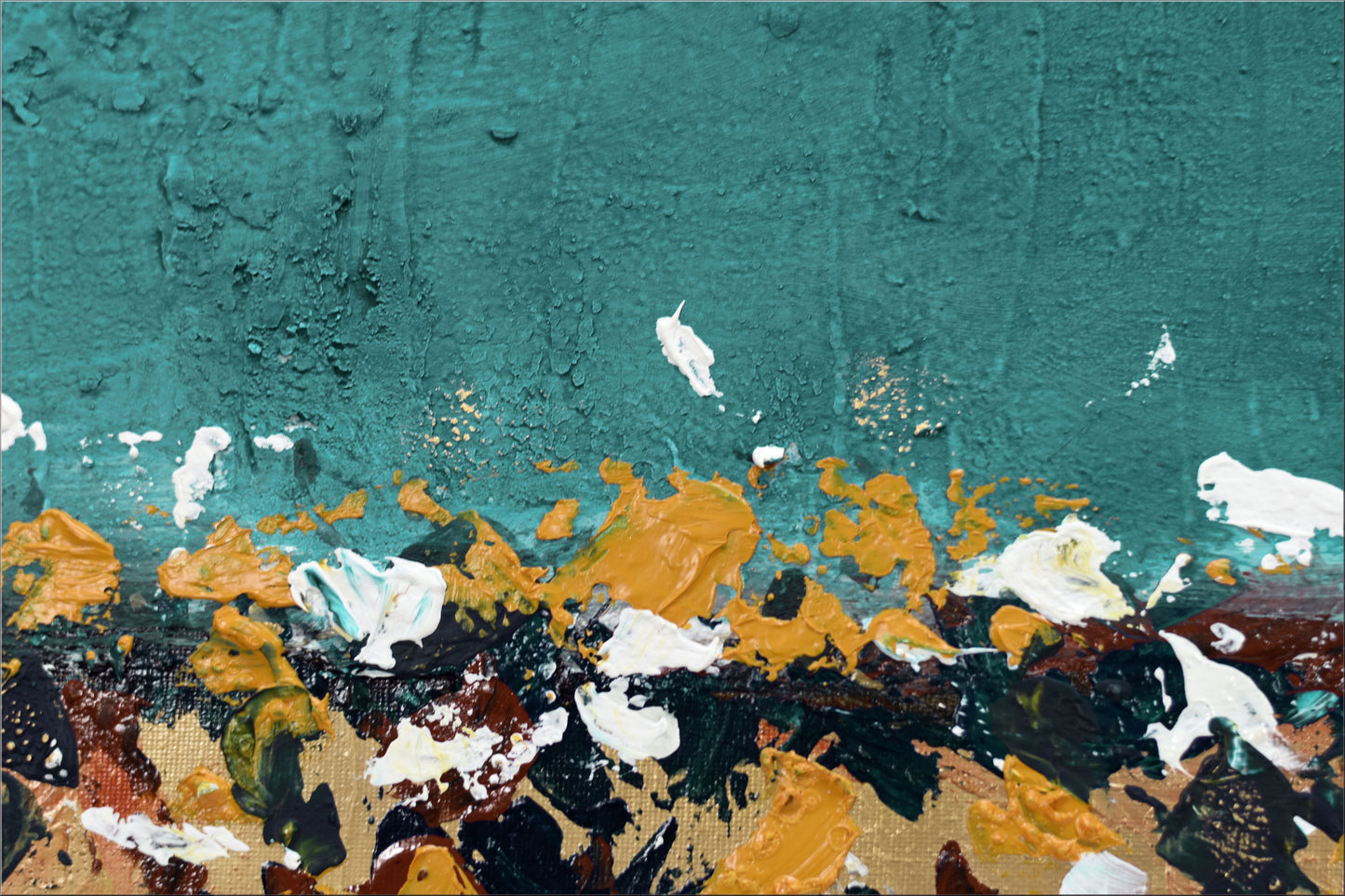 Abstract Drips – Textured Horizontal Acrylic Painting | 123 x 43 cm | Edelgard Schroer