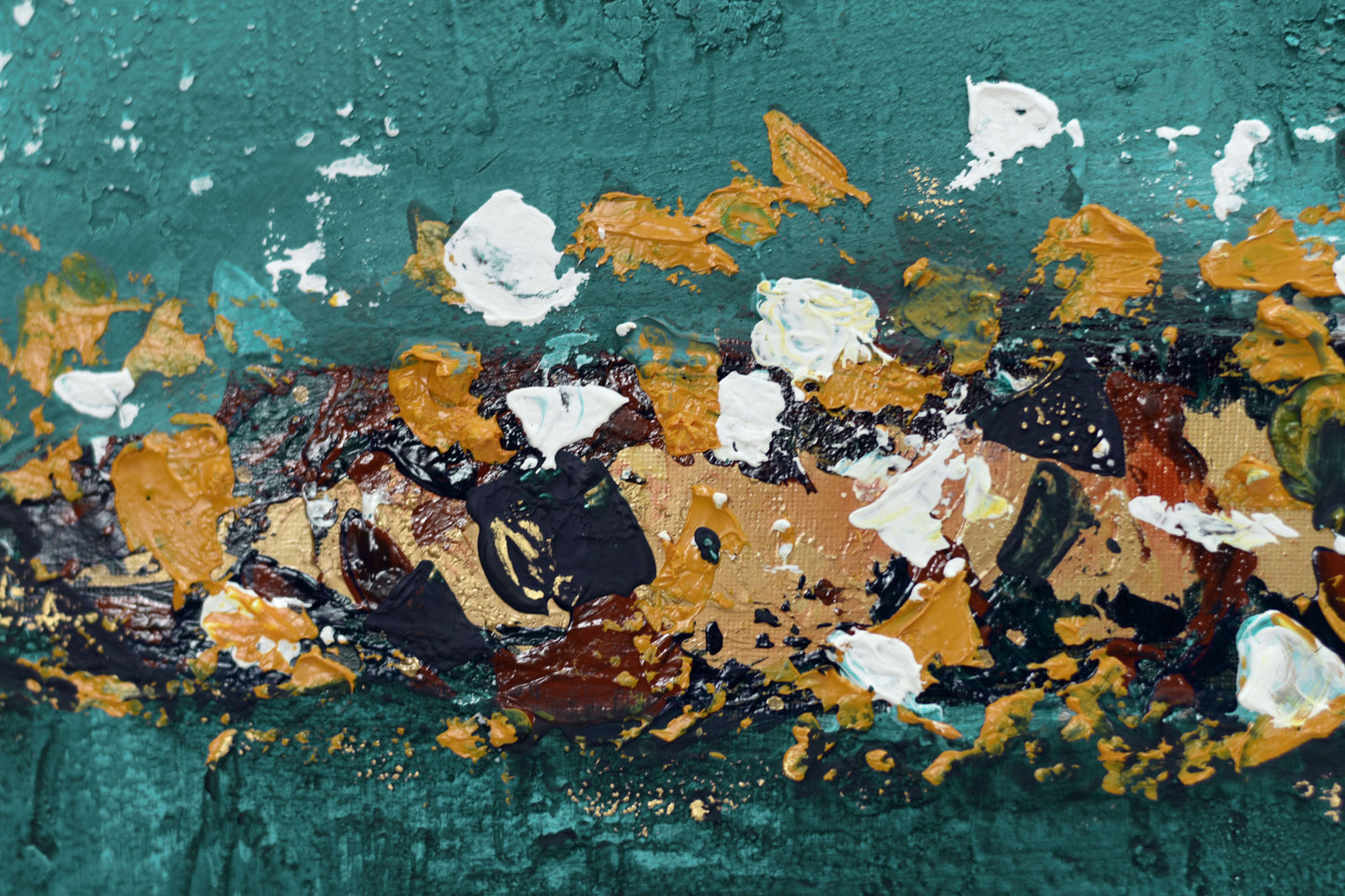 Abstract Drips – Textured Horizontal Acrylic Painting | 123 x 43 cm | Edelgard Schroer