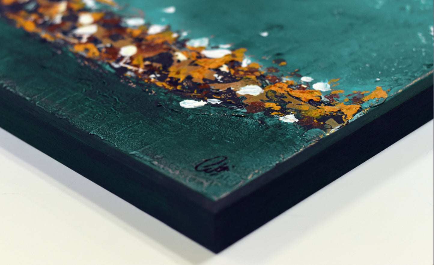 Abstract Drips – Textured Horizontal Acrylic Painting | 123 x 43 cm | Edelgard Schroer