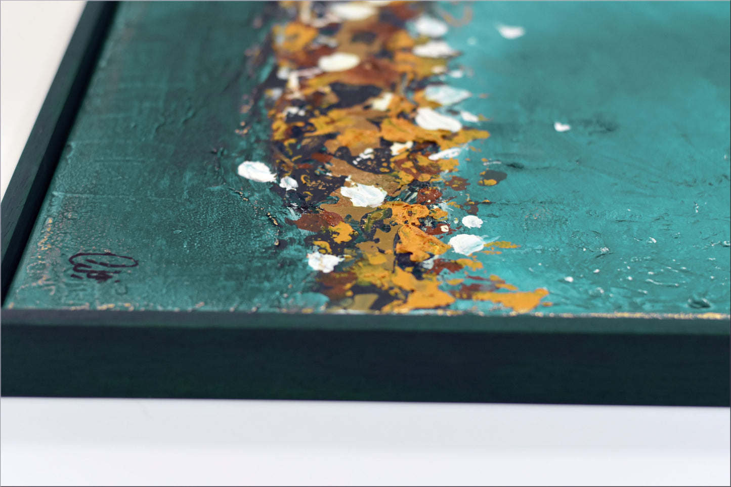 Abstract Drips – Textured Horizontal Acrylic Painting | 123 x 43 cm | Edelgard Schroer