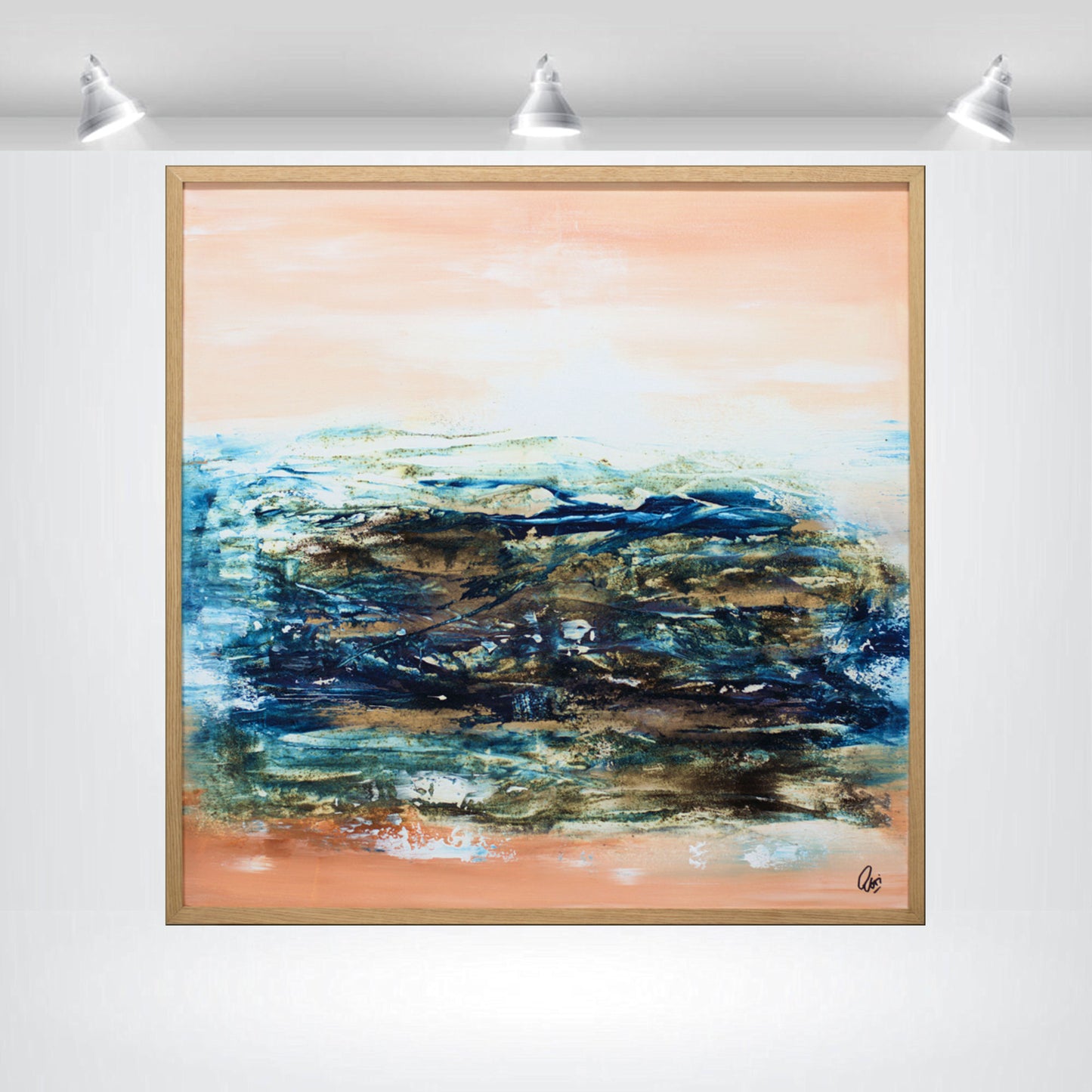 Beneath the Horizon – Abstract Textured Landscape Painting | 83 x 83 cm | Edelgard Schroer