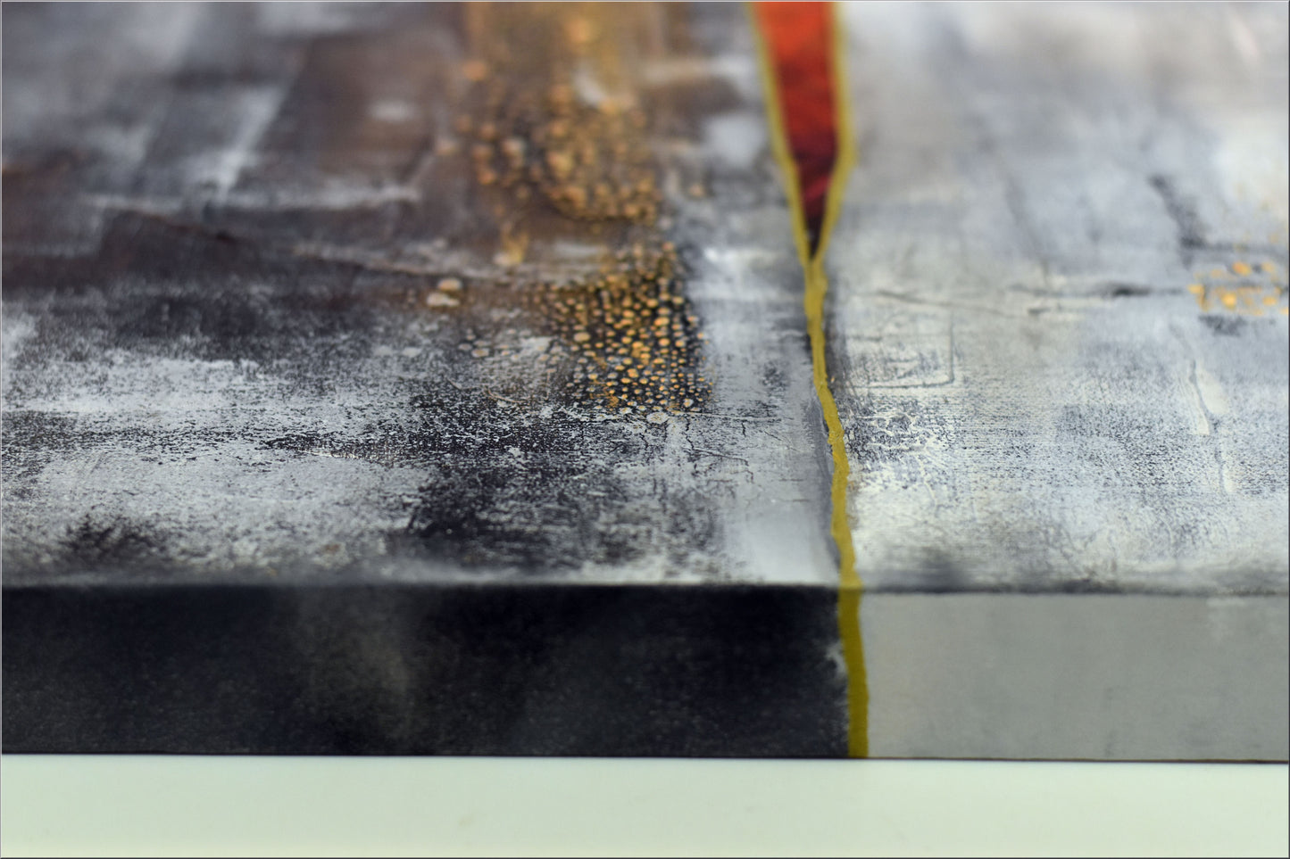 Red Outlook – Abstract Textured Industrial Painting | 80 x 80 cm | Edelgard Schroer