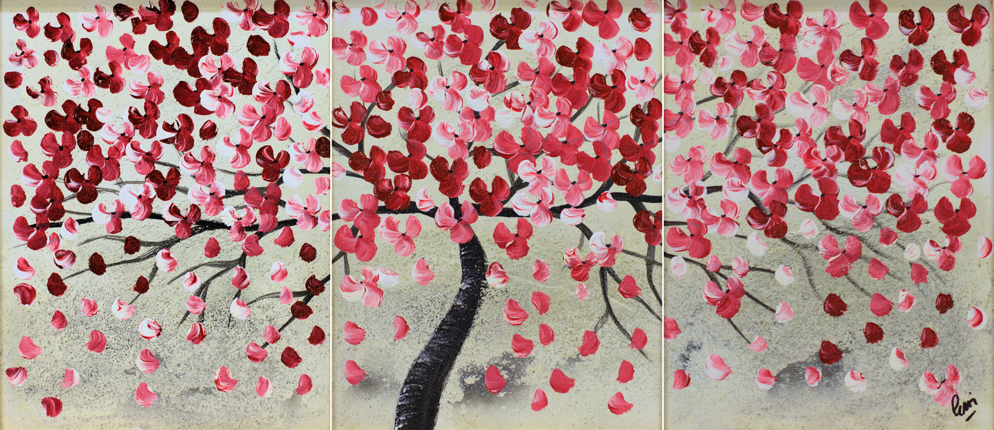 Spring Days in Japan – Cherry Blossom Triptych by Edelgard Schroer | Framed | Ready to Hang