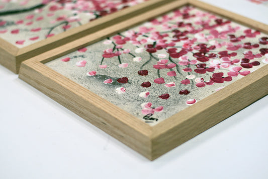 Spring Days in Japan – Cherry Blossom Triptych by Edelgard Schroer | Framed | Ready to Hang