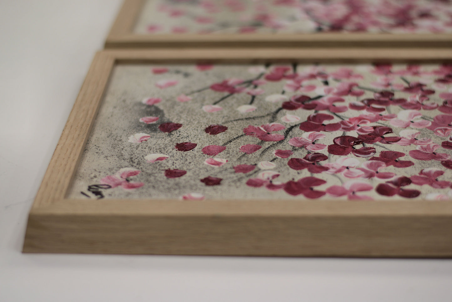 Spring Days in Japan – Cherry Blossom Triptych by Edelgard Schroer | Framed | Ready to Hang