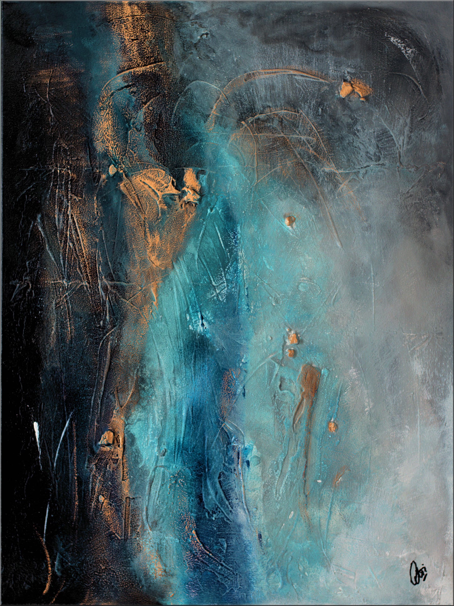 Blue Madness – Original Abstract Acrylic Painting | 63 x 83 cm | Framed by Edelgard Schroer