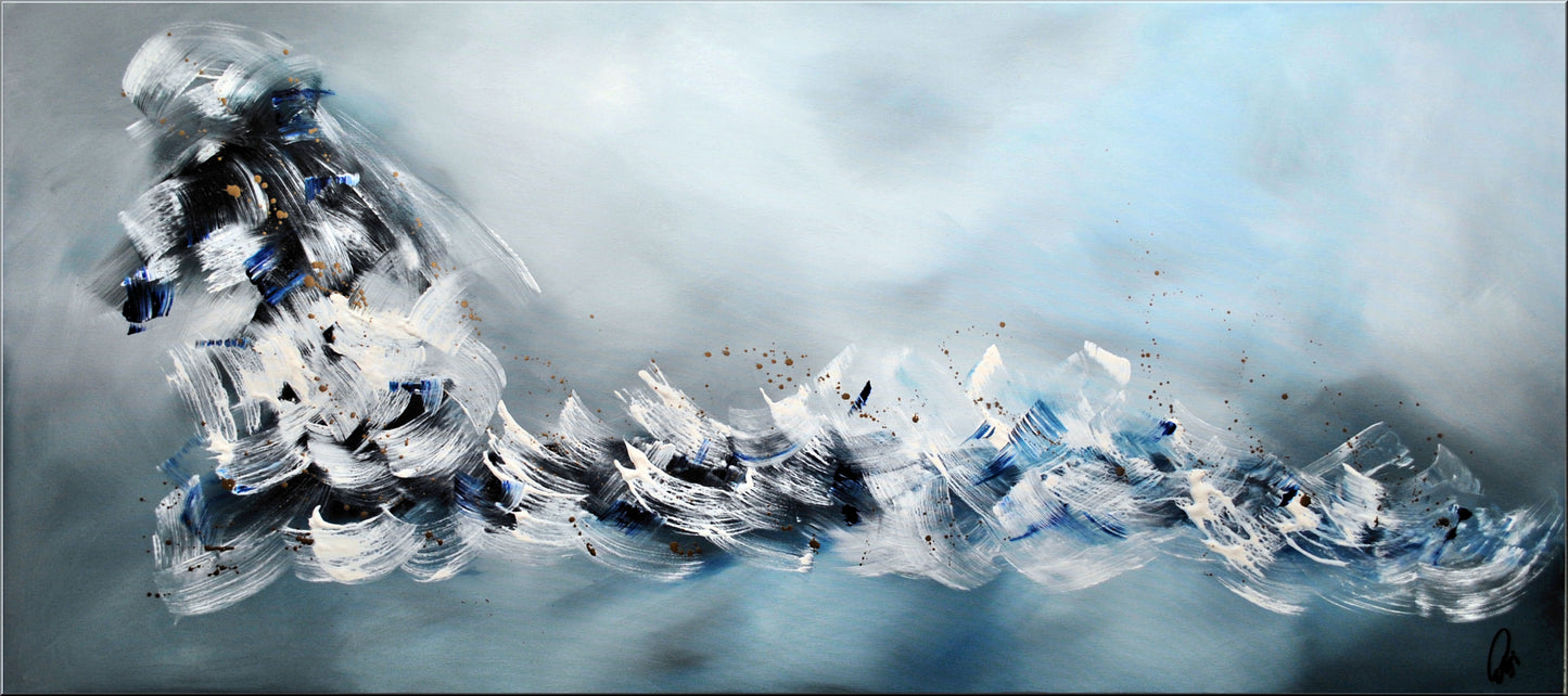 Bleu – Abstract Blue Painting | 190×90 cm | Edelgard Schroer