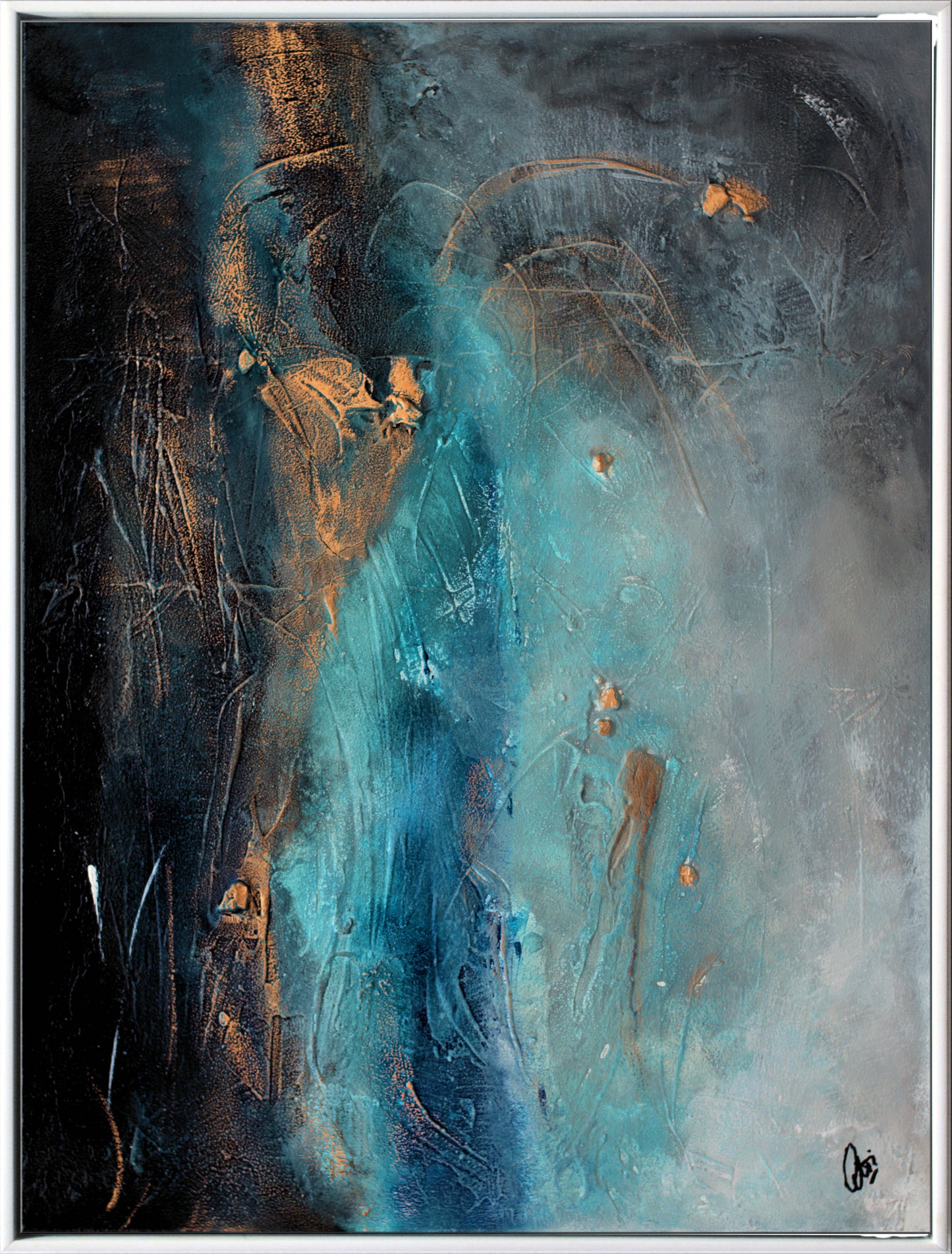Blue Madness – Original Abstract Acrylic Painting | 63 x 83 cm | Framed by Edelgard Schroer