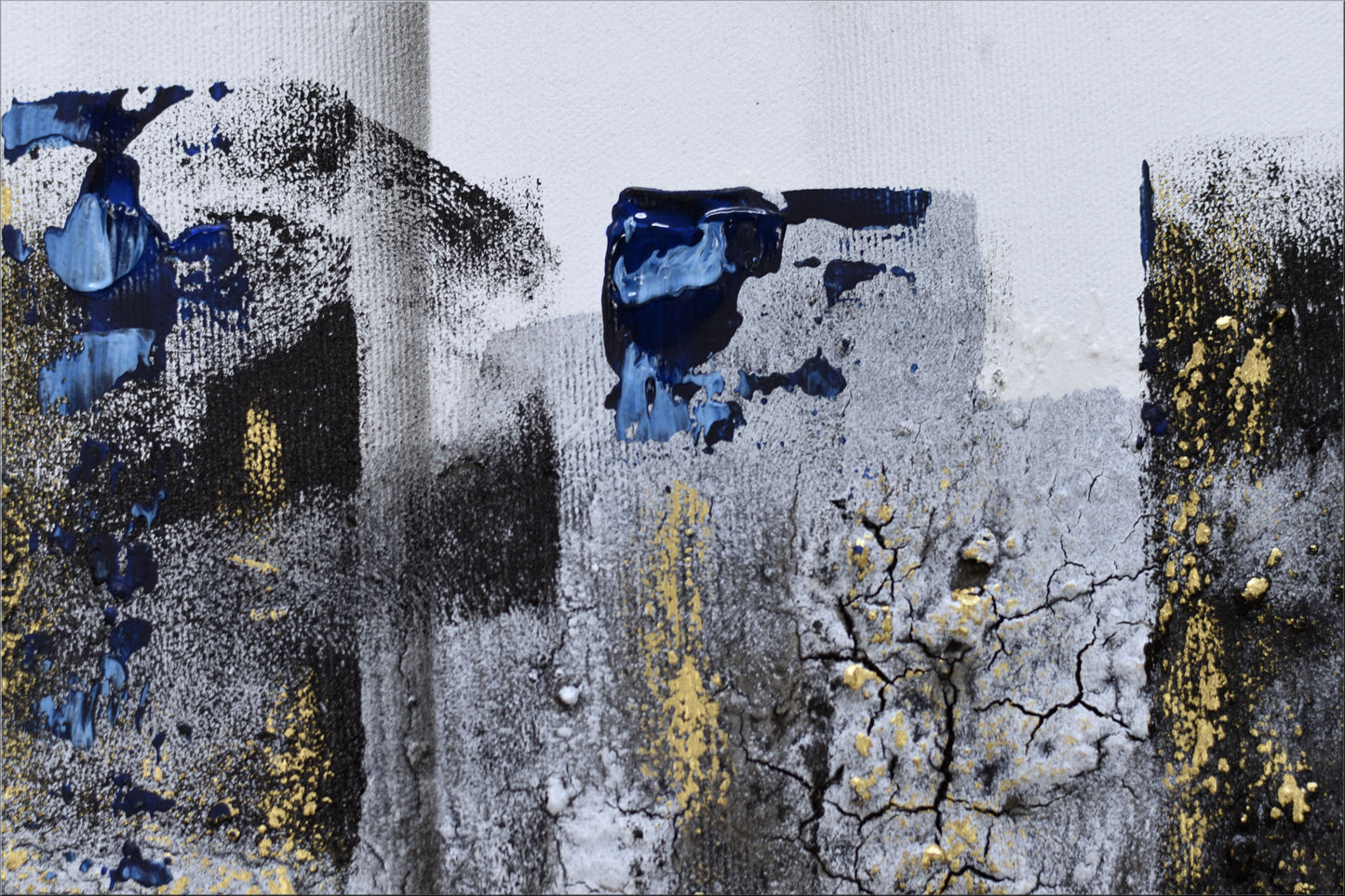 Blue Windows – Abstract Urban Acrylic Painting | 140 x 70 cm | Edelgard Schroer