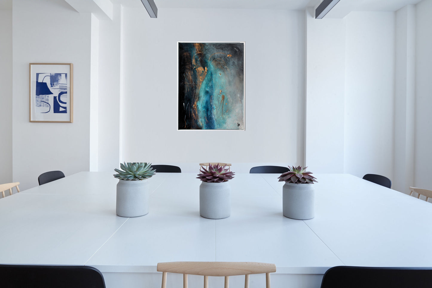 Blue Madness – Original Abstract Acrylic Painting | 63 x 83 cm | Framed by Edelgard Schroer