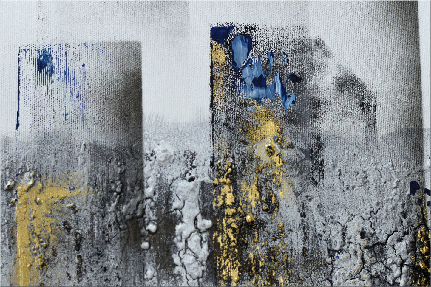 Blue Windows – Abstract Urban Acrylic Painting | 140 x 70 cm | Edelgard Schroer