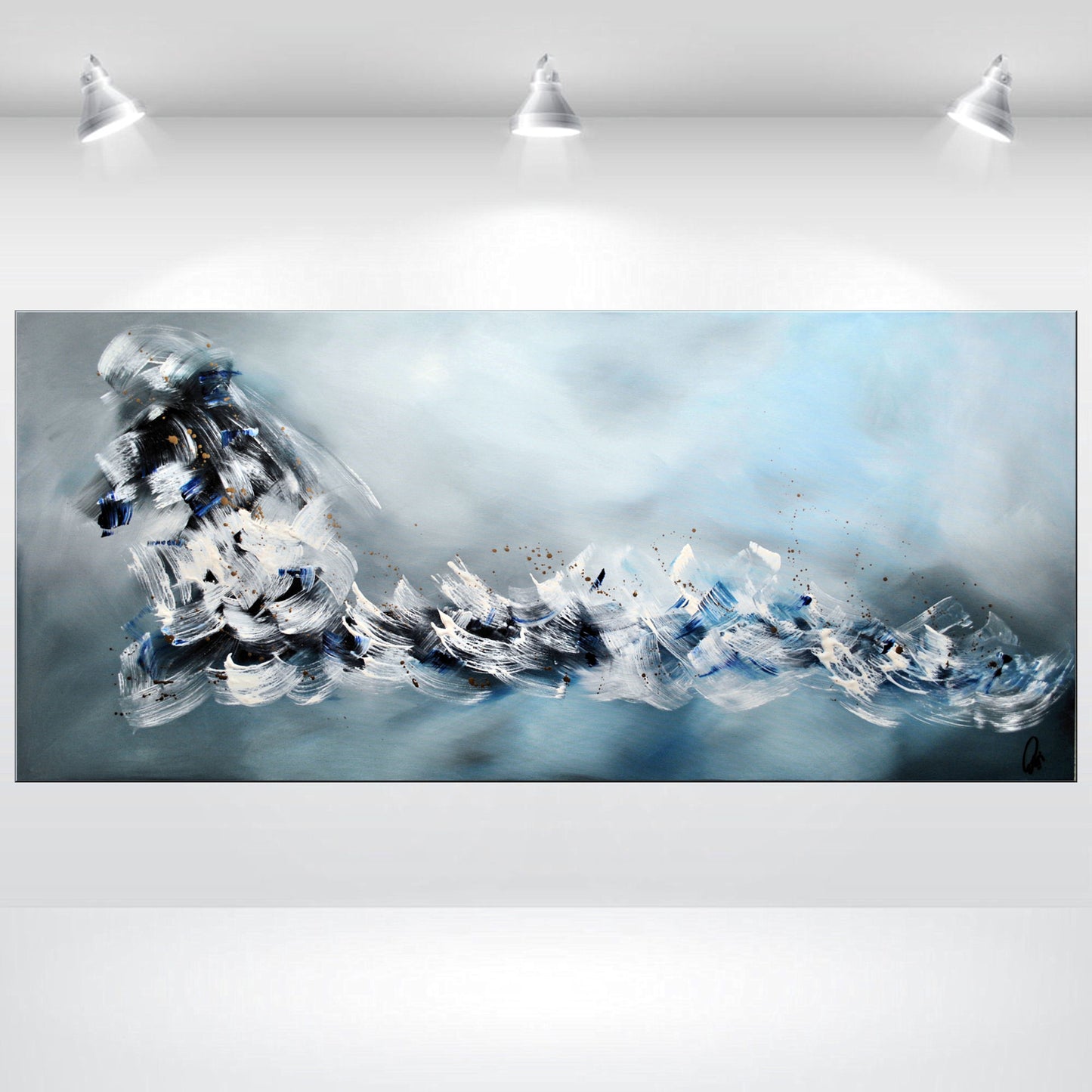 Bleu – Abstract Blue Painting | 190×90 cm | Edelgard Schroer