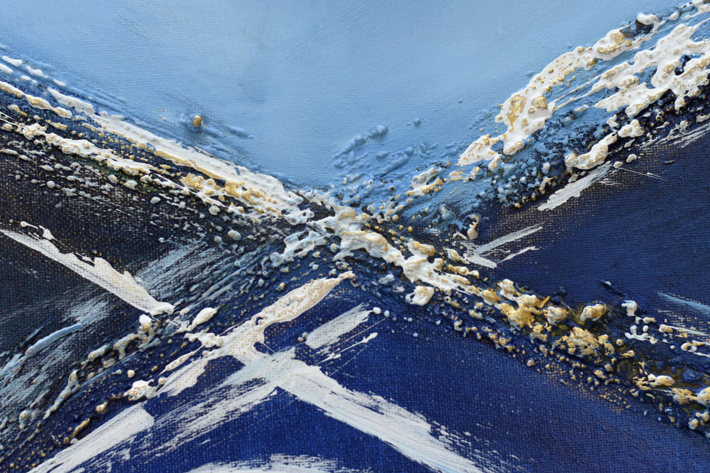 Blue Infinity – Abstract Infinity Symbol Painting with White Frame | 123 × 43 cm