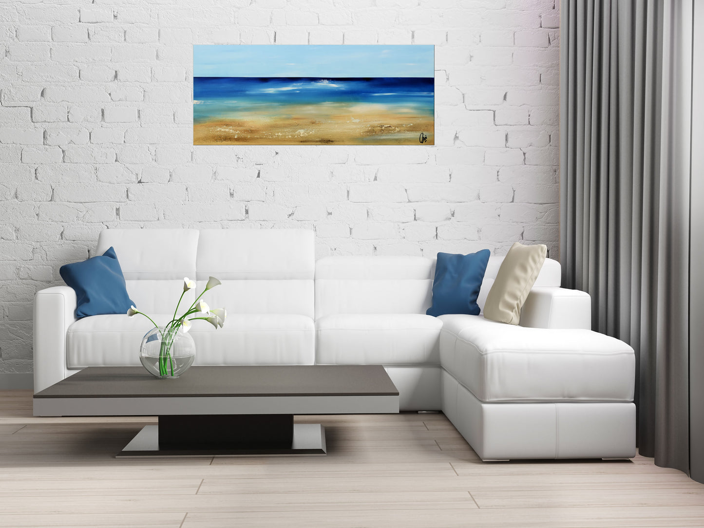 Desire – Abstract Ocean Landscape by Edelgard Schroer | 120x50 cm | Original Painting