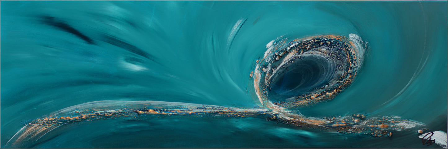 Ebullient – Abstract Ocean-Inspired Painting by Edelgard Schroer | 123 × 43 cm Framed