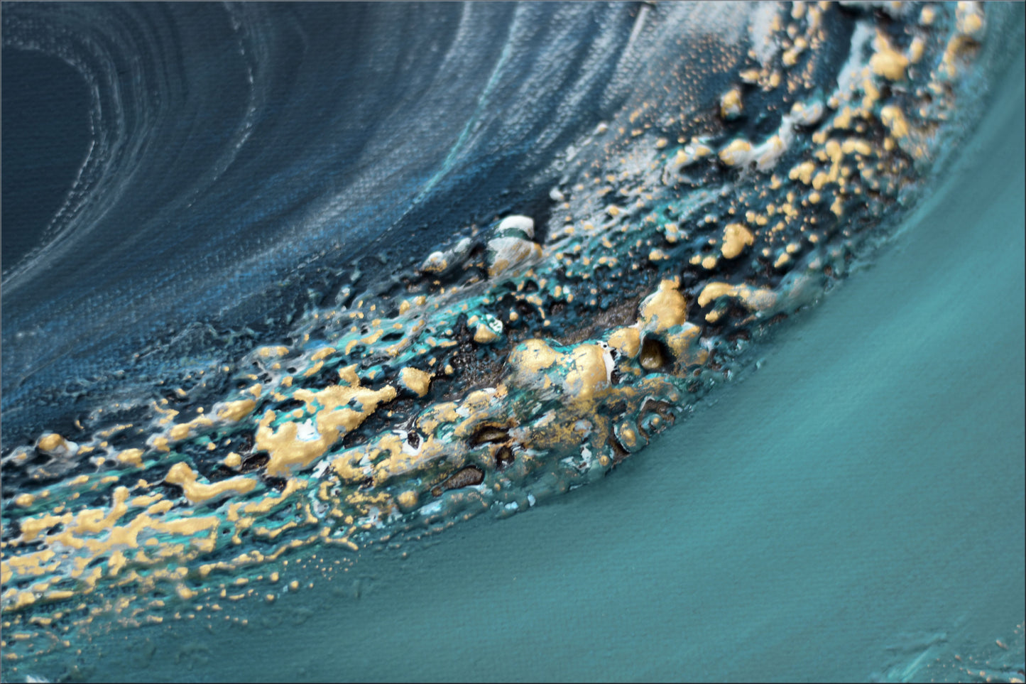 Ebullient – Abstract Ocean-Inspired Painting by Edelgard Schroer | 123 × 43 cm Framed