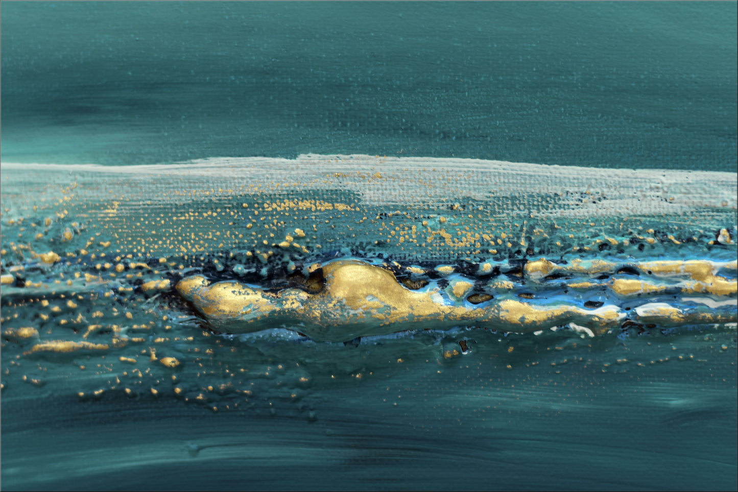 Ebullient – Abstract Ocean-Inspired Painting by Edelgard Schroer | 123 × 43 cm Framed