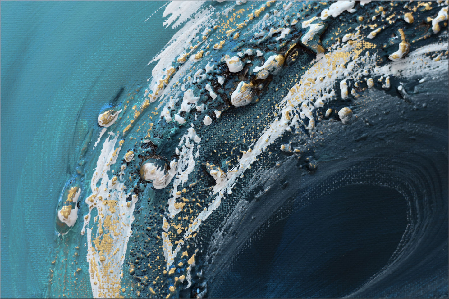 Ebullient – Abstract Ocean-Inspired Painting by Edelgard Schroer | 123 × 43 cm Framed
