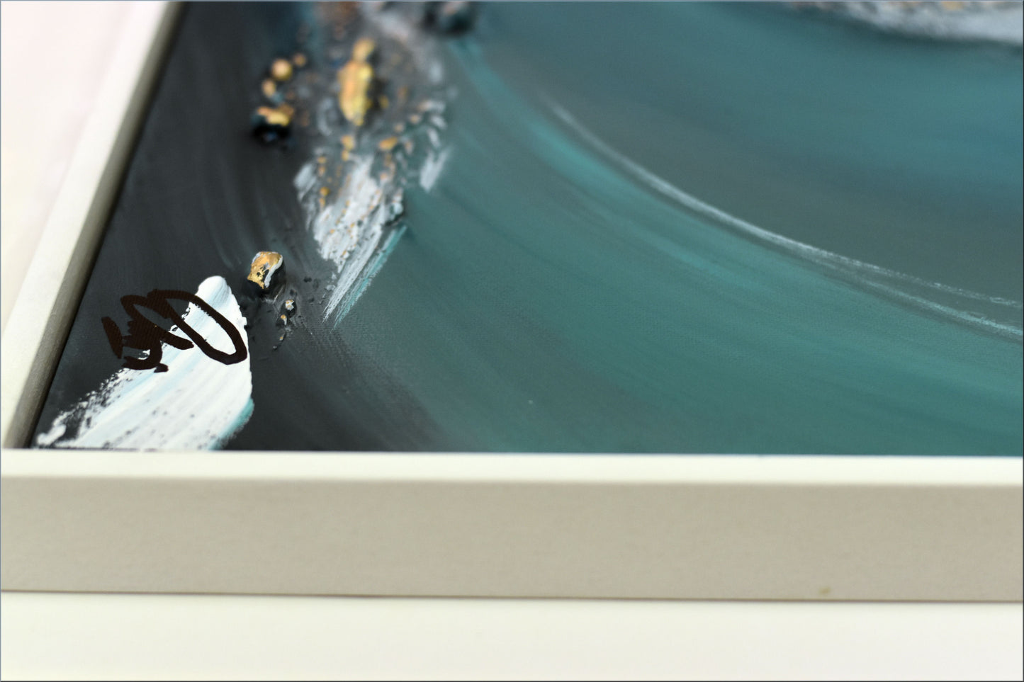 Ebullient – Abstract Ocean-Inspired Painting by Edelgard Schroer | 123 × 43 cm Framed