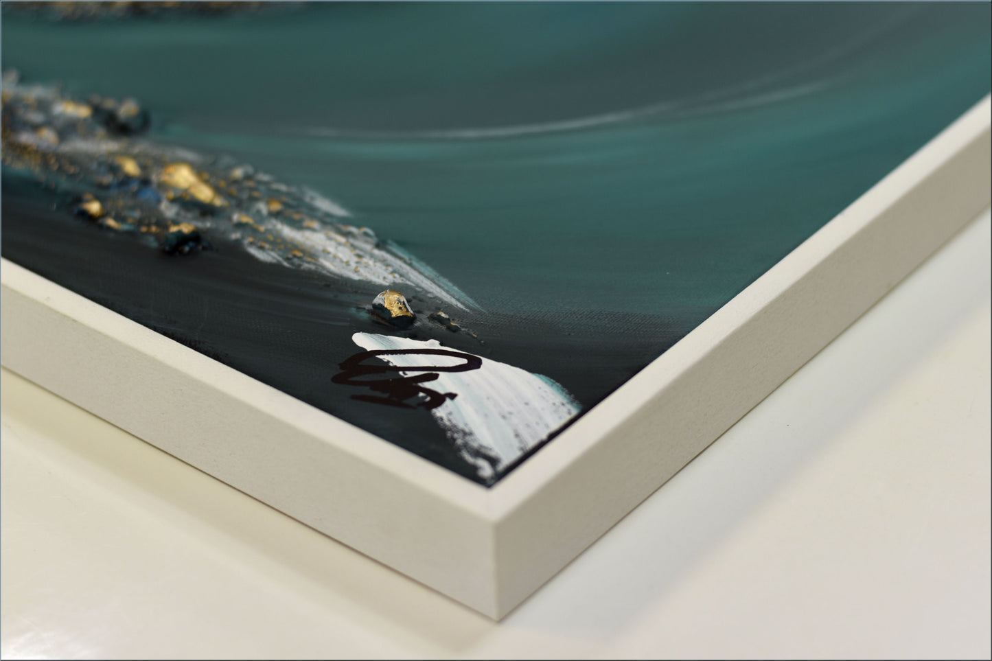 Ebullient – Abstract Ocean-Inspired Painting by Edelgard Schroer | 123 × 43 cm Framed