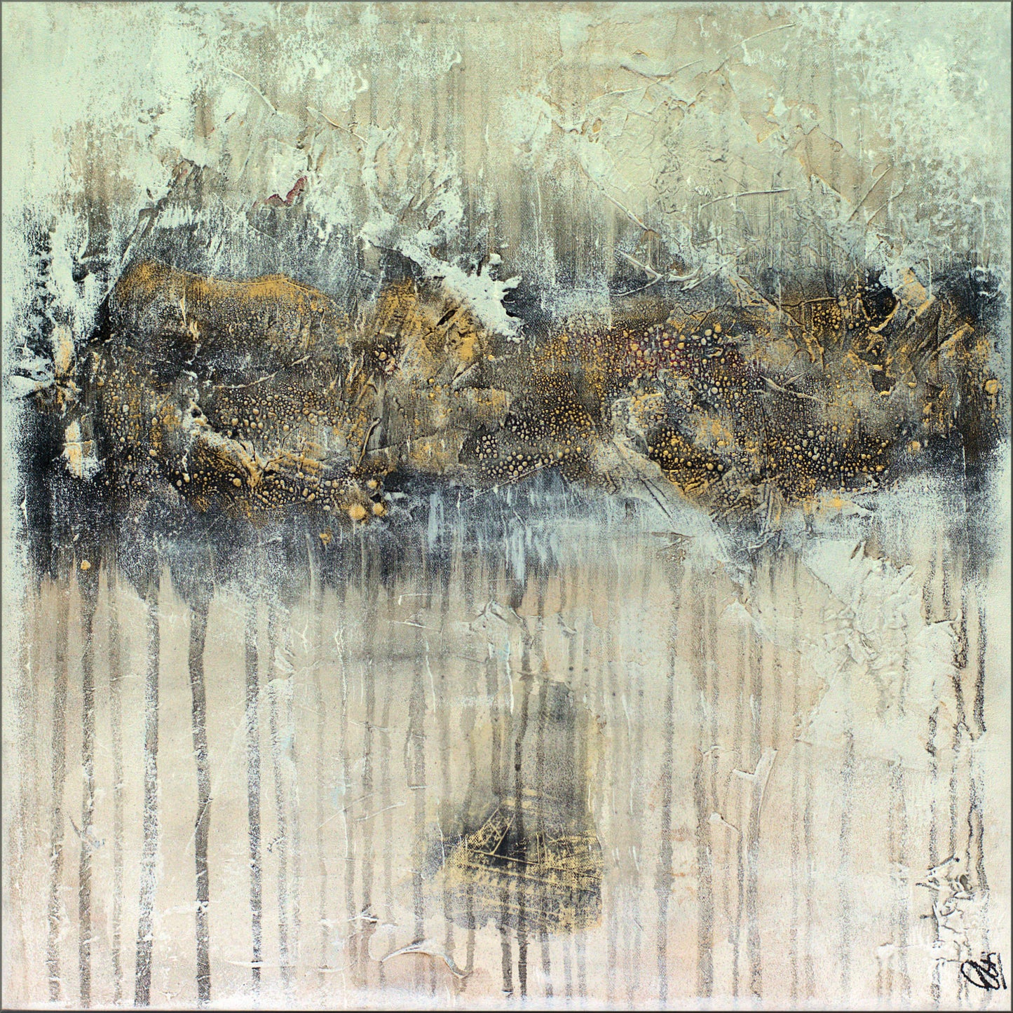 Leaving Paris – Framed Abstract Painting by Edelgard Schroer | 73 × 73 cm
