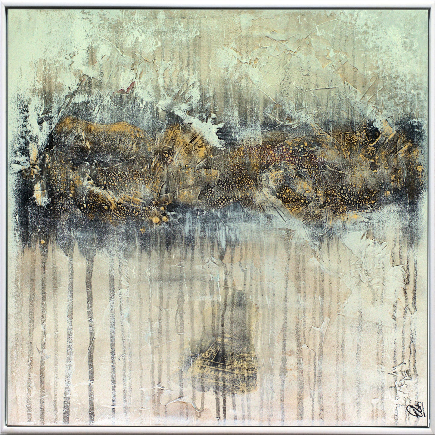Leaving Paris – Framed Abstract Painting by Edelgard Schroer | 73 × 73 cm