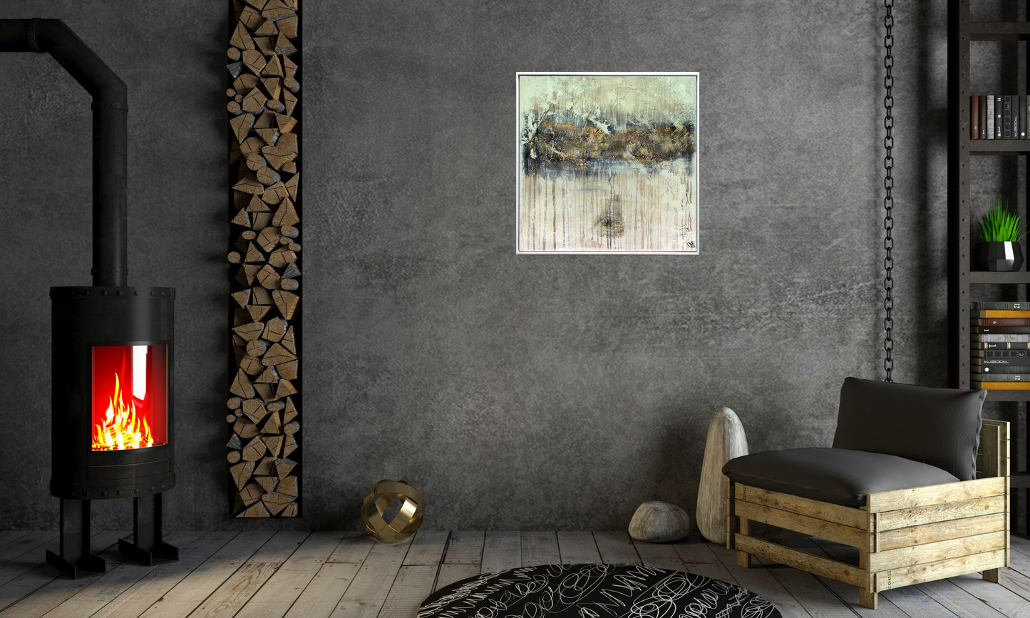 Leaving Paris – Framed Abstract Painting by Edelgard Schroer | 73 × 73 cm