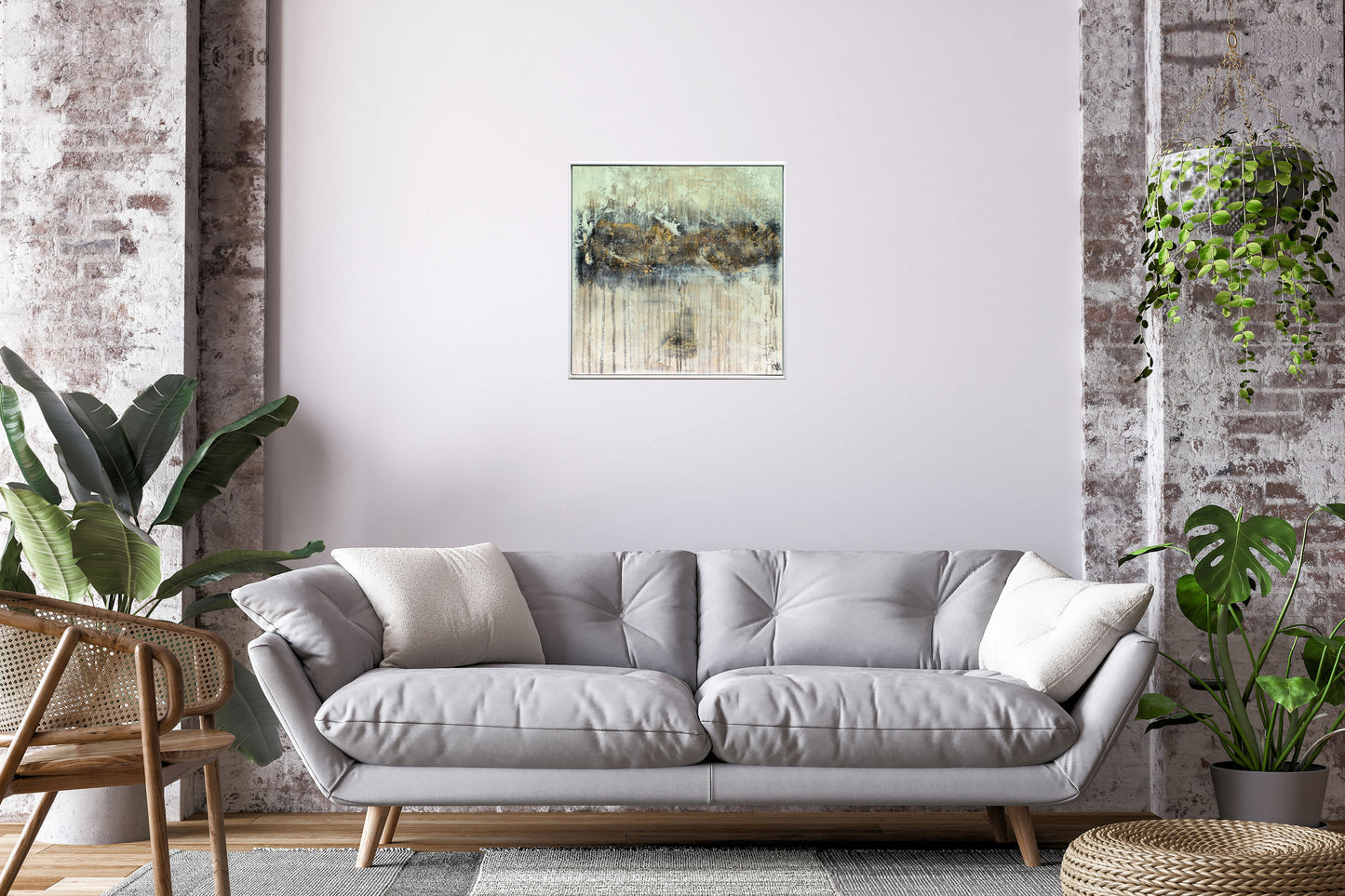 Leaving Paris – Framed Abstract Painting by Edelgard Schroer | 73 × 73 cm