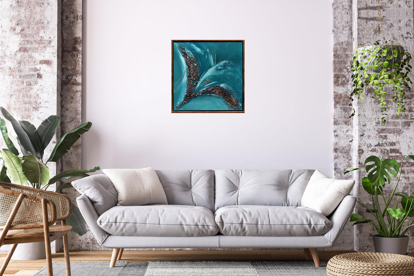 Tidal Bronze – Abstract Teal Bronze Painting | 50×50 cm | Edelgard Schroer