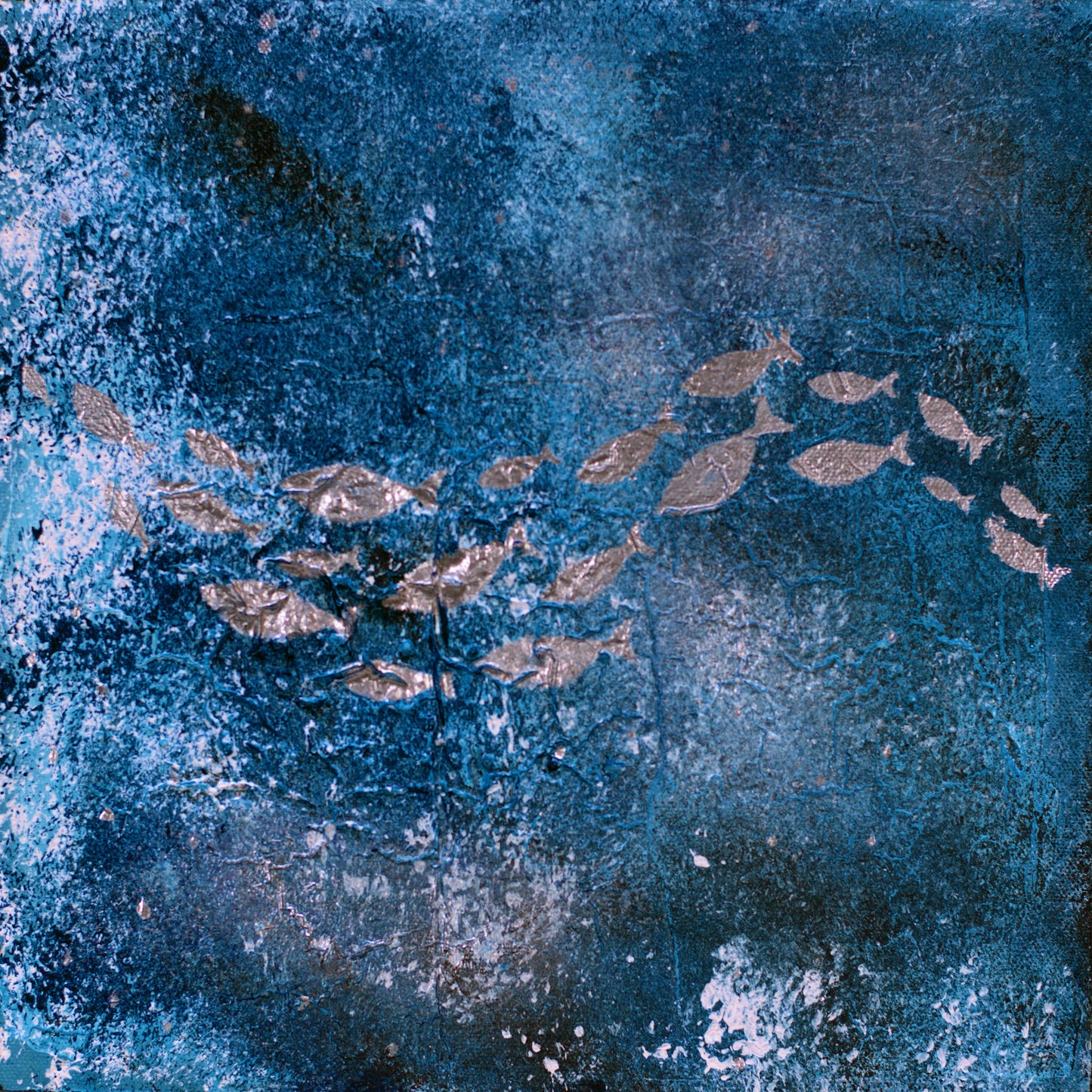 Silver School – Textured Ocean Triptych Painting | 90 x 30 cm | Edelgard Schroer