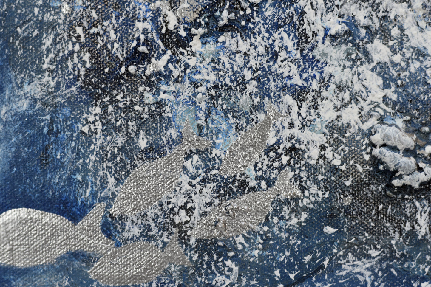 Silver School – Textured Ocean Triptych Painting | 90 x 30 cm | Edelgard Schroer