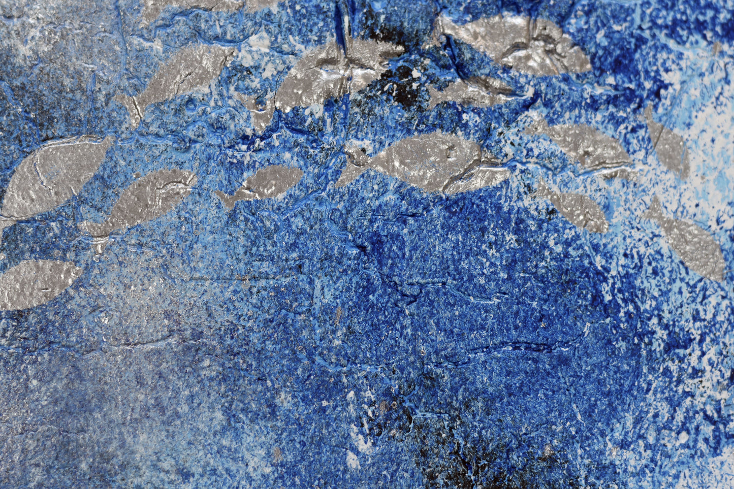 Silver School – Textured Ocean Triptych Painting | 90 x 30 cm | Edelgard Schroer