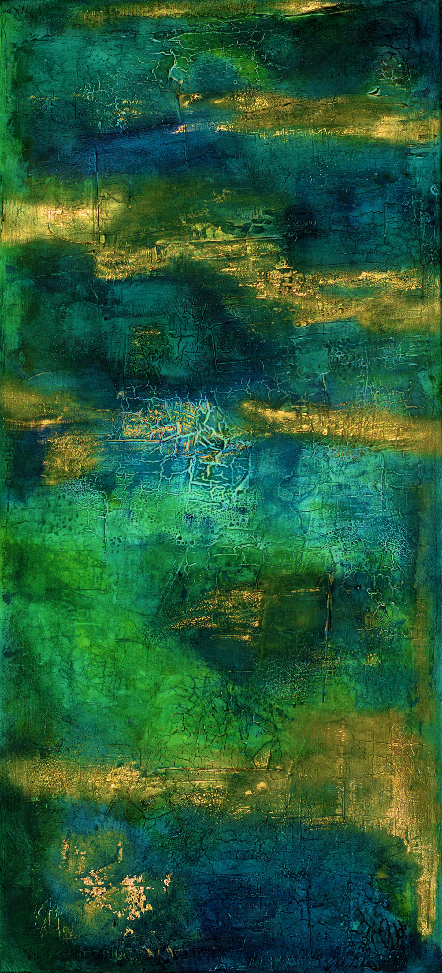 Golden Fields – Abstract Acrylic Textured Painting | 53 x 113 cm | Edelgard Schroer
