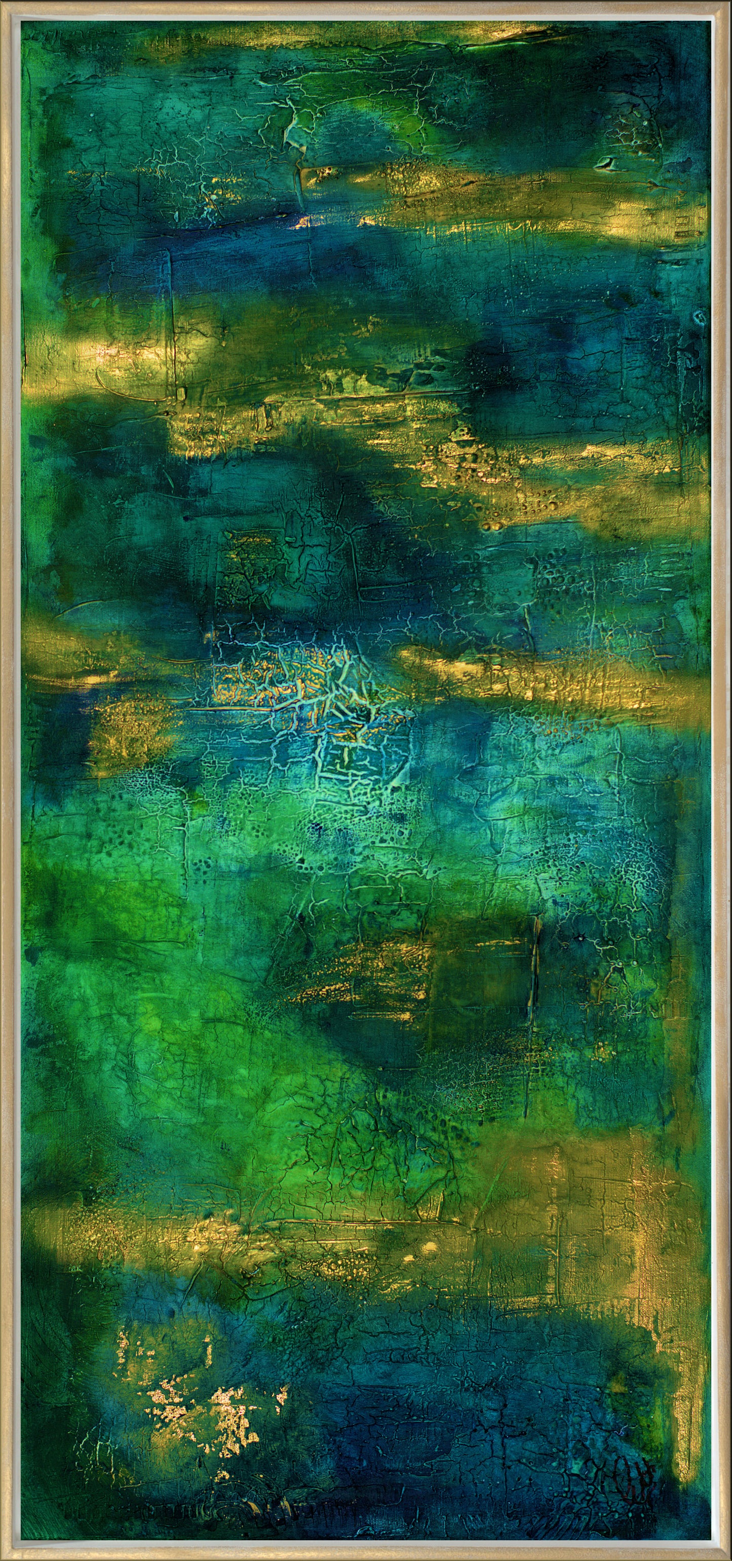 Golden Fields – Abstract Acrylic Textured Painting | 53 x 113 cm | Edelgard Schroer