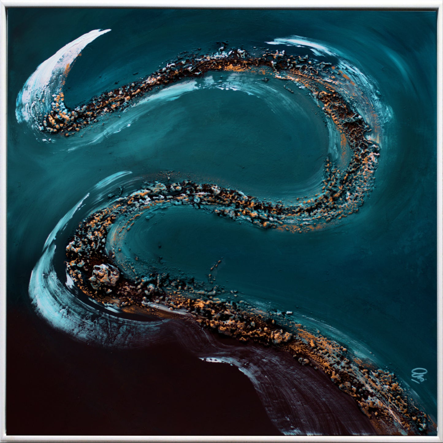 Liquid Horizon – Abstract Wave Painting | 73×73 cm | Edelgard Schroer