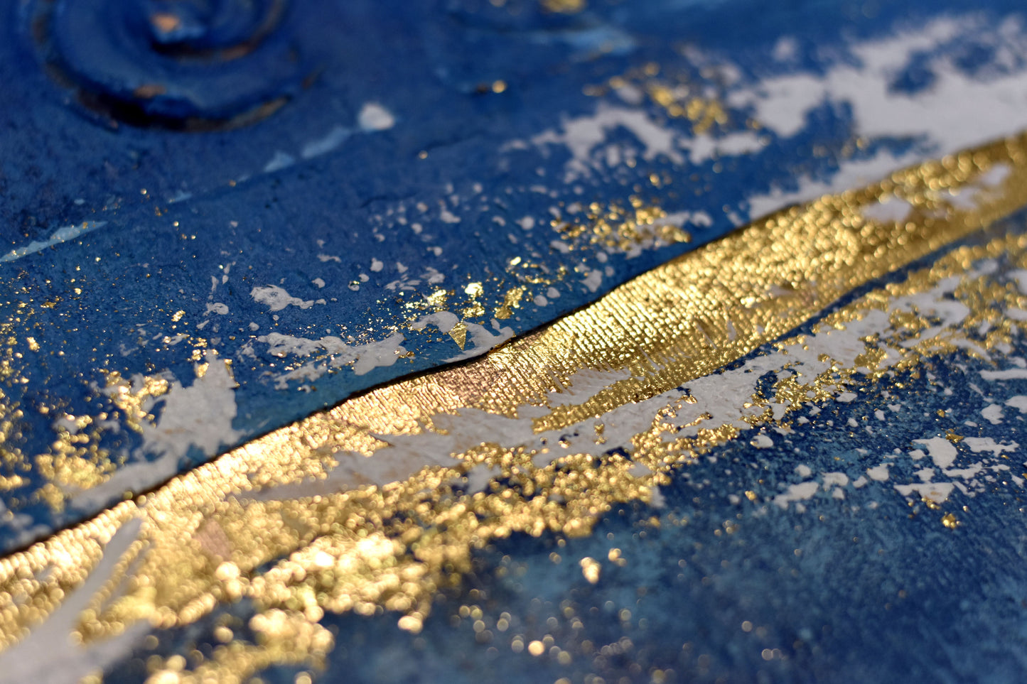 Golden Outlook – Blue & Gold Abstract Acrylic Painting on Canvas by Edelgard Schroer