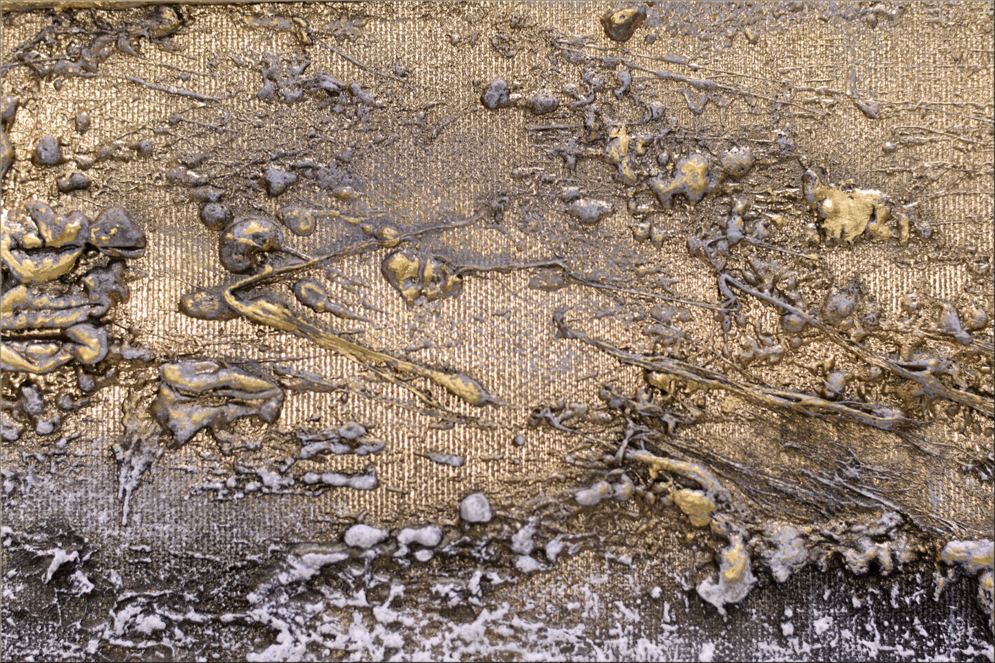 Golden Threads – Abstract Industrial Painting | 150 × 50 cm | Edelgard Schroer