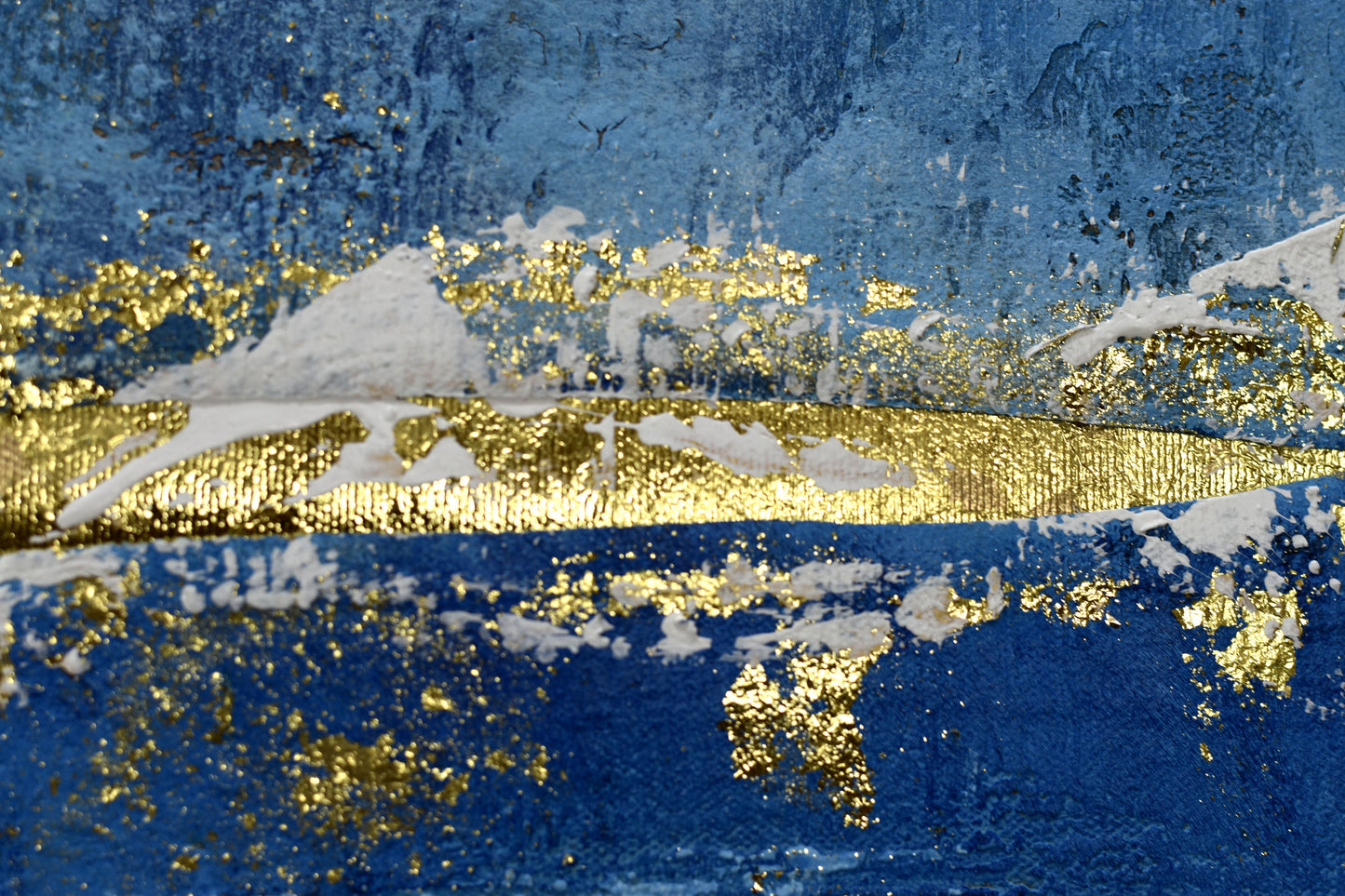 Golden Outlook – Blue & Gold Abstract Acrylic Painting on Canvas by Edelgard Schroer