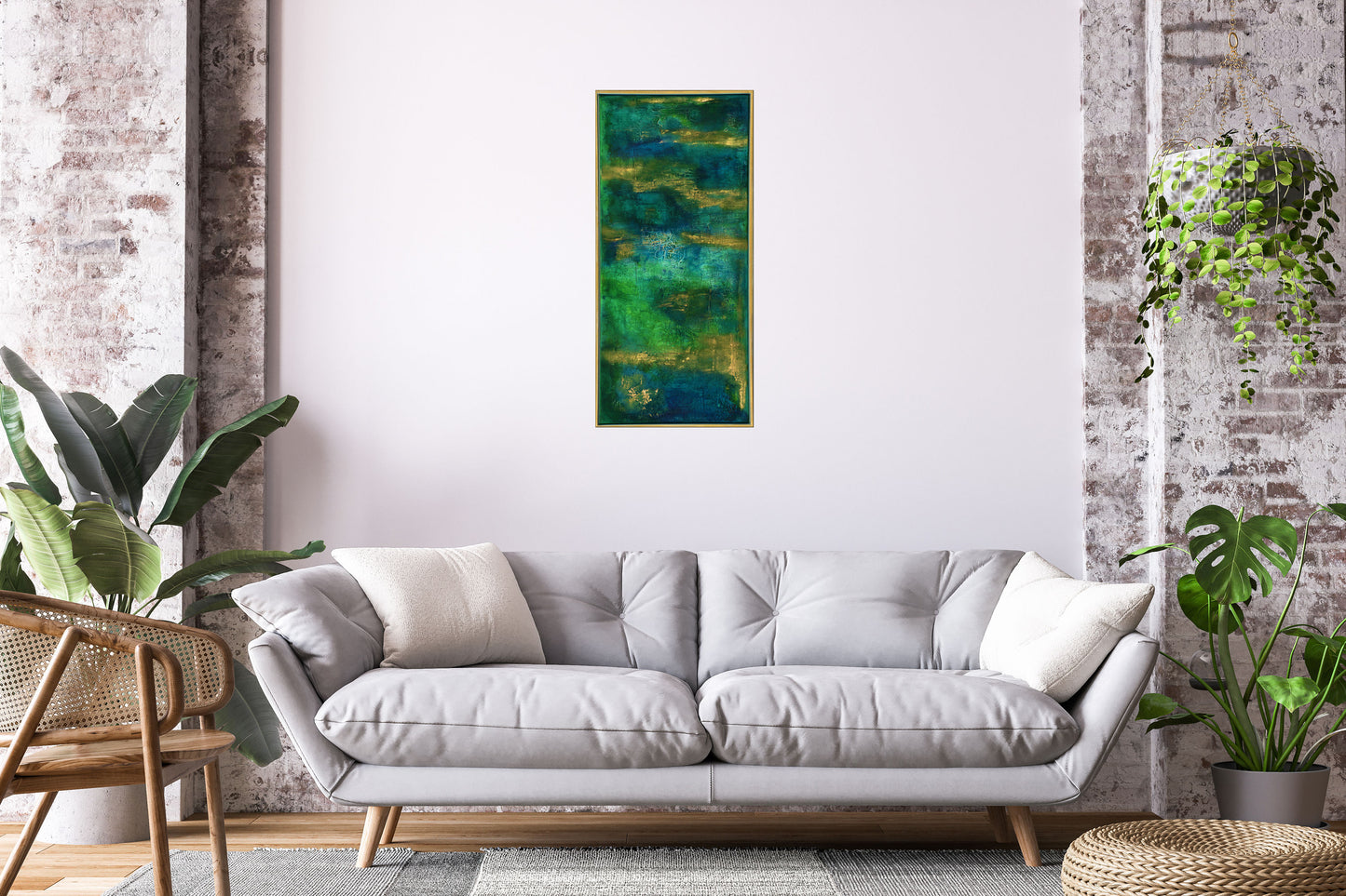 Golden Fields – Abstract Acrylic Textured Painting | 53 x 113 cm | Edelgard Schroer