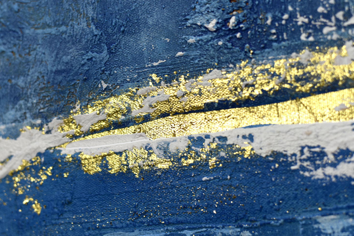 Golden Outlook – Blue & Gold Abstract Acrylic Painting on Canvas by Edelgard Schroer