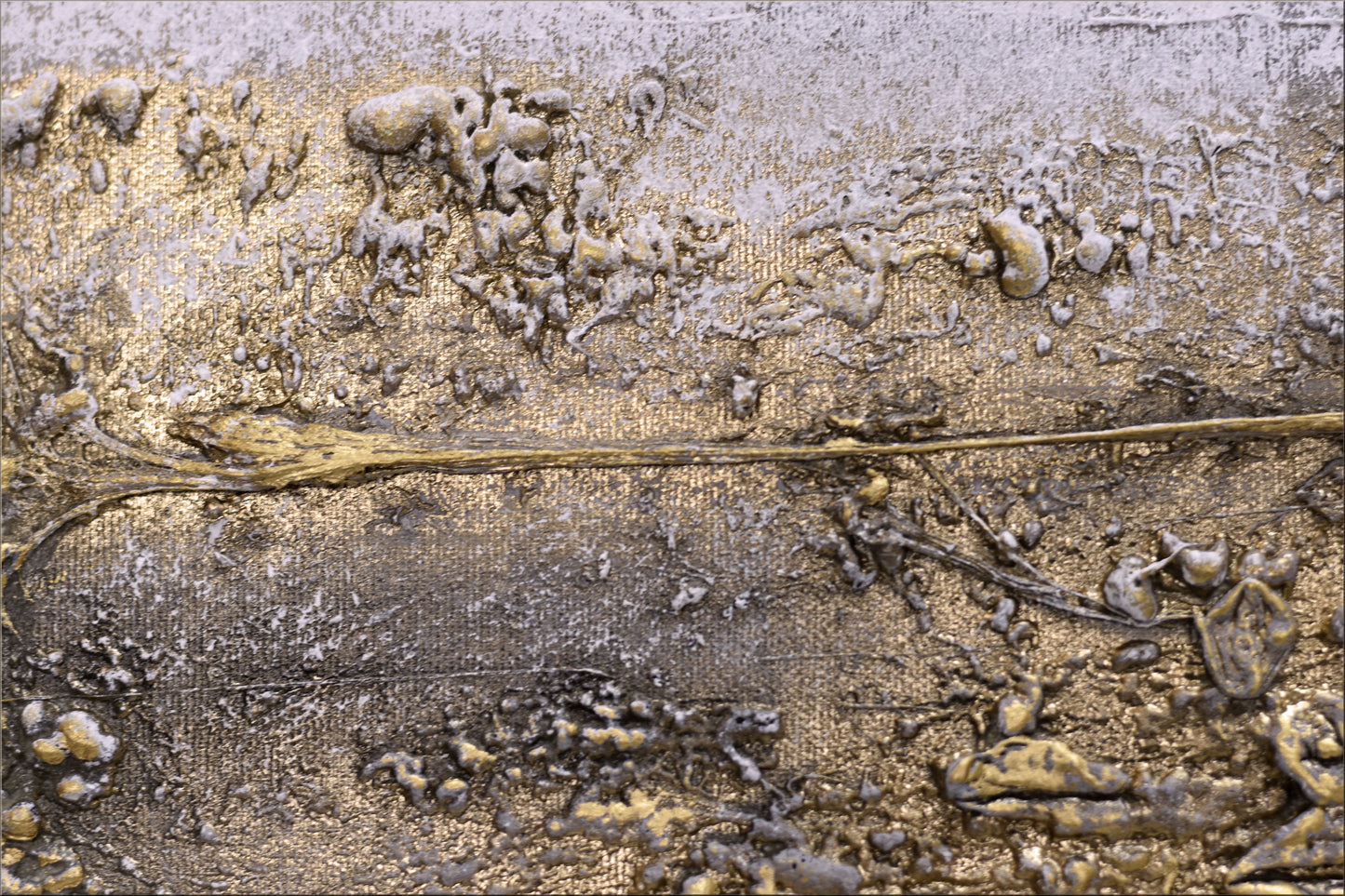 Golden Threads – Abstract Industrial Painting | 150 × 50 cm | Edelgard Schroer