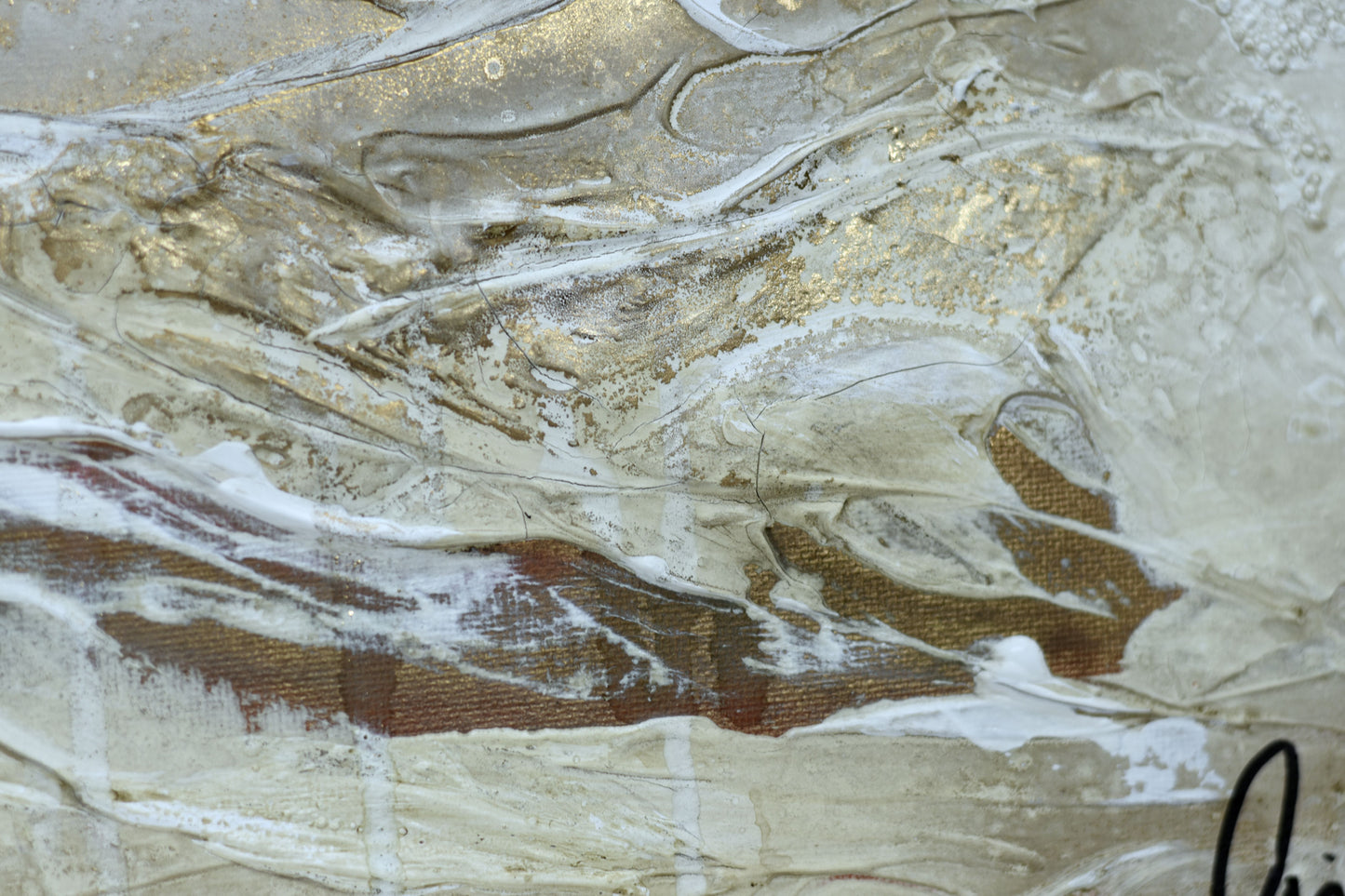 Golden Waves – Original Abstract Acrylic Painting | 63,5 x 83,5 cm | Framed by Edelgard Schroer
