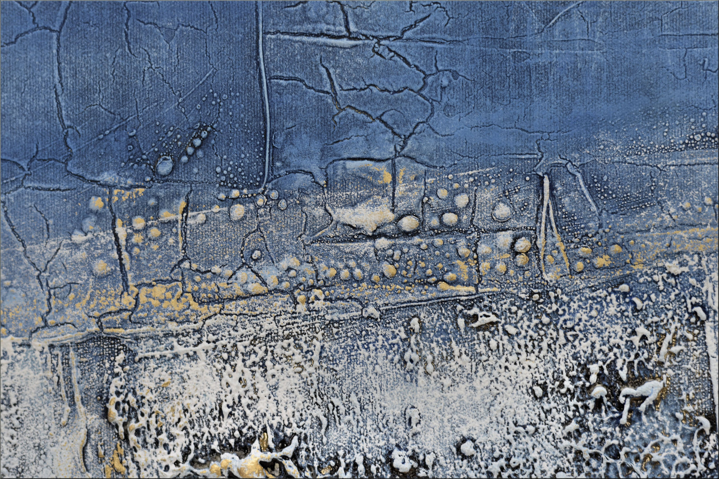 Golden Traces – Abstract Blue & Gold Acrylic Painting | 133 x 53 cm | Edelgard Schroer