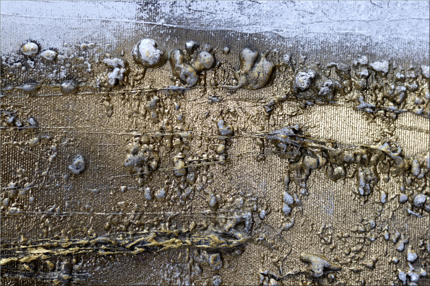 Golden Threads – Abstract Industrial Painting | 150 × 50 cm | Edelgard Schroer