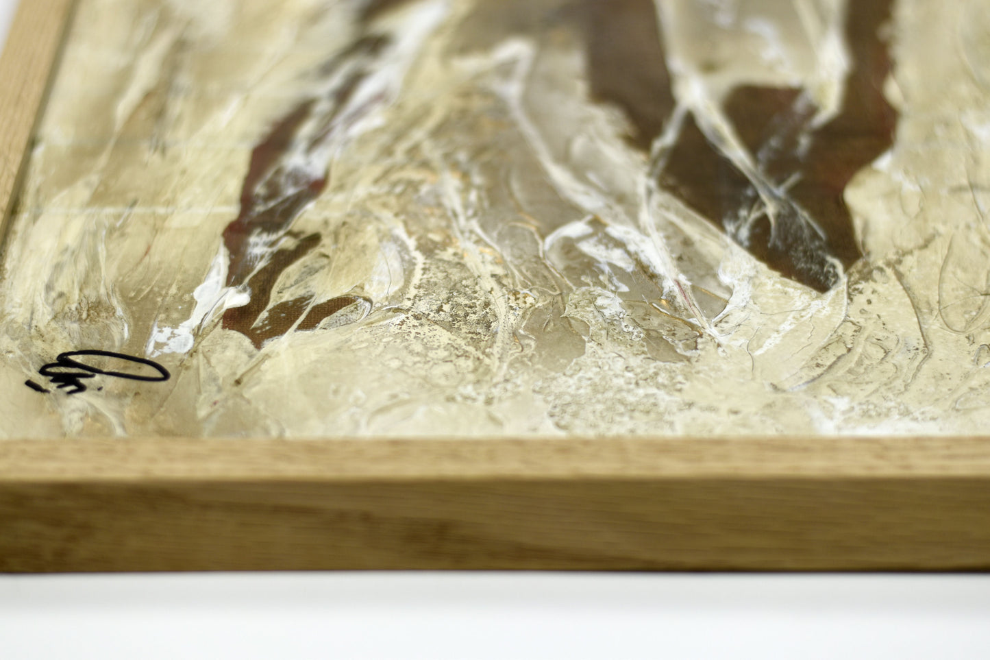 Golden Waves – Original Abstract Acrylic Painting | 63,5 x 83,5 cm | Framed by Edelgard Schroer